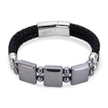 Doorbuster Terahertz Beaded Leather Bracelet in Stainless Steel (7.50 In) 75.00 ctw - Sticky add to cart bar