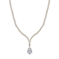 D'Joy Moissanite (Pear 22x15mm) Tear Drop  Necklace (18 Inches) in 18K Vermeil YG Over Sterling Silver 60.00 ctw