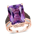 D'Joy Premium Rose De France Amethyst, Multi Gemstone Crown of the Two Forces Ring in 18K Vermeil RG Over Sterling Silver (Size 10.0) 15.00 ctw - Sticky add to cart bar
