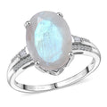 Premium Rainbow Moonstone and Luxuriant Lab Grown Diamond G-H SI 6.30 ctw Ring in Rhodium Over Sterling Silver (Size 10.0) - Sticky add to cart bar