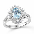 D'Joy Premium Santamaria Aquamarine, Moissanite Ring in Rhodium Over Sterling Silver (Size 7.0) 2.00 ctw - Sticky add to cart bar