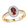 Luxoro Premium Padparadscha Sapphire and Diamond I2 0.90 ctw Sunburst Blaze Ring in 10K Yellow Gold (Size 6.0) - Sticky add to cart bar