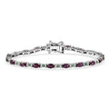 D'Joy Premium Radiant Ember Garnet, Multi Gemstone Bracelet in Rhodium Over Sterling Silver (7.25 In) 6.85 ctw - Sticky add to cart bar