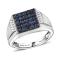 D'Joy Premium Ceylon Blue Sapphire Men's Ring in Rhodium Over Sterling (Size 10.0) (Del. in 8-10 Days) 1.10 ctw - Sticky add to cart bar