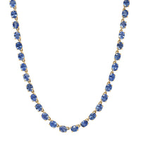 Luxoro 10K Yellow Gold AAA Ceylon Blue Sapphire Majesty Tennis Necklace (18 Inches) (11.65 g) 25.40 ctw