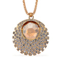 Simulated Champagne Sapphire and Austrian Crystal Celestial Pendant Necklace in Goldtone 24-26 Inches - Sticky add to cart bar