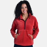 Closeout Christopher & Banks Red Knit Corduroy Half Zip Top - Large