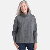 Closeout Christopher & Banks Charcoal Relaxed Restyled Cable Pattern Top - Large