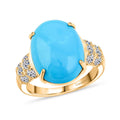 Certified & Appraised 10K Yellow Gold AAA Sleeping Beauty Turquoise, Luxuriant Lab Grown Diamond (E-F, VS) (0.50 cts) Ring (Size 10.0) (4.06 g) 7.36 ctw - Sticky add to cart bar