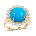 Doorbuster Certified & Appraised 10K Yellow Gold AAA Sleeping Beauty Turquoise, Luxuriant Lab Grown Diamond (E-F, VS) (0.94 cts) Ring (Size 10.0) 6.35 ctw - Sticky add to cart bar