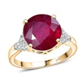 10K Yellow Gold AAA Niassa Ruby (FF), Luxuriant Lab Grown Diamond (G-H, SI) (0.25 cts) Ring (Size 10.0) 7.10 ctw - Sticky add to cart bar