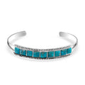 Santa Fe Style Kingman Turquoise Bracelet in Sterling Silver (Adjustable) 2.70 ctw - Sticky add to cart bar