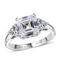 D'Joy Asscher Cut Moissanite (Oct 8x8mm) Ring in Rhodium Over Sterling Silver (Size 10.0) 3.50 ctw - Sticky add to cart bar