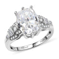 D'Joy Moissanite (Fancy 11x9mm) Ring in Rhodium Over Sterling Silver (Size 5.0) 4.60 ctw - Sticky add to cart bar