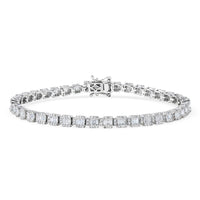 Luxuriant Lab Grown Diamond (G-H, SI) Bracelet in Rhodium Over Sterling Silver (8.00 In) 3.00 ctw