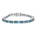 D'Joy Premium Cambodian Blue Zircon, Moissanite Bracelet in Rhodium Over Sterling Silver (6.50 In) 19.10 ctw - Sticky add to cart bar