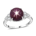 D'Joy Premium Indian Star Ruby, Moissanite Ring in Rhodium Over Sterling Silver (Size 10.0) 7.25 ctw - Sticky add to cart bar