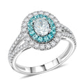 Modani Diamond (G - SI1) and Brazilian Paraiba Tourmaline 1.37 ctw Ring in 950 Platinum 4.73 Grams - Sticky add to cart bar