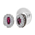 D'Joy Premium Malawi Magenta Garnet, White and Chocolate Zircon 1.50 ctw Crown Studs Earrings in Rhodium Over Sterling Silver - Sticky add to cart bar
