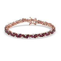 D'Joy Premium Malawi Magenta Garnet, Moissanite Bracelet in 18K Vermeil RG Over Sterling Silver (7.25 In) 10.85 ctw