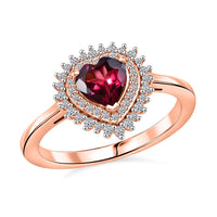 Premium Malawi Magenta Garnet, Luxuriant Lab Grown Diamond (G-H, SI) (0.22 cts) Ring in 18K Vermeil RG Over Sterling Silver (Size 10.0) 1.10 ctw