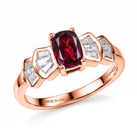D'Joy Premium Malawi Magenta Garnet, Moissanite Ring in 18K Vermeil RG Over Sterling Silver (Size 10.0) 1.85 ctw