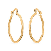 10K Yellow Gold Swirl Hoop Earrings 2.02 Grams