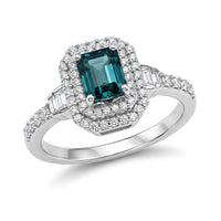 D'Joy Premium Monte Belo Indicolite, Moissanite Ring in Rhodium Over Sterling Silver (Size 10.0) 1.35 ctw