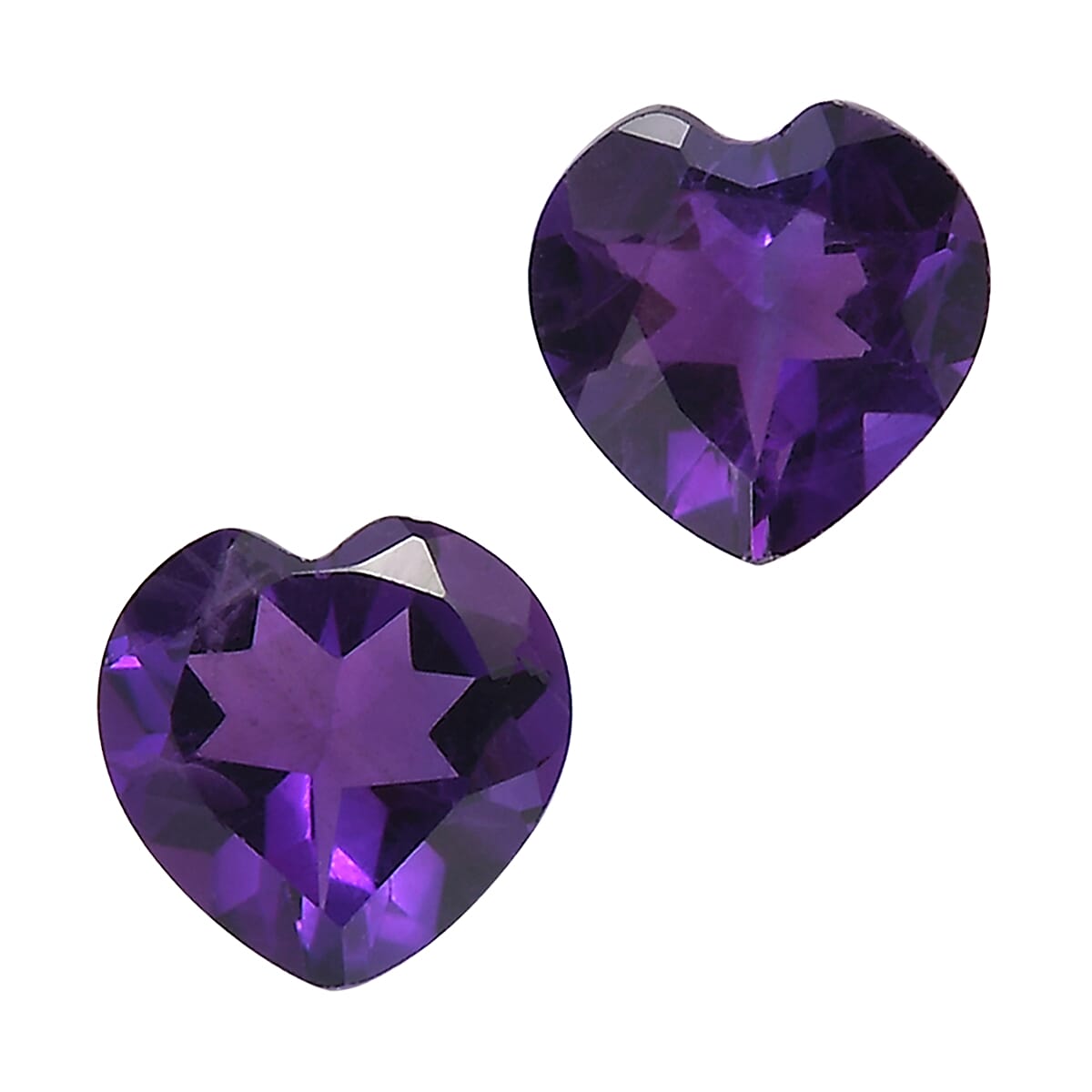 1.93 ctw Heart Cut African Amethyst Loose Gemstone – AA Grade (Set Of 2) (7 mm)