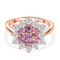 D'Joy Premium Lab Grown Pink Sapphire and Moissanite 2.10 ctw Ring in 18K RG Plated Sterling Silver (Size 6.5)