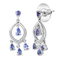 D'Joy Tanzanite and White Zircon 1.90 ctw Chandelier Earrings in Rhodium Over Sterling Silver - Sticky add to cart bar