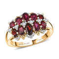 D'Joy Premium Anthill Garnet, Moissanite Ring in 18K Vermeil YG and Rhodium Over Sterling Silver (Size 10.0) 2.20 ctw - Sticky add to cart bar
