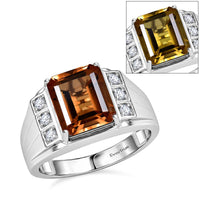 EverTrue Autumn Alexite, White Zircon Men's Ring in Platinum Bond (Size 10.0) 6.25 ctw