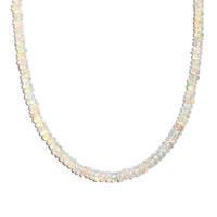 D'Joy Ethiopian Welo Opal 35.00 ctw Beaded Necklace in Rhodium Over Sterling Silver 18-20 Inches