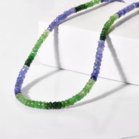 D'Joy Premium Tanzanite and Tsavorite Garnet 67.00 ctw Beaded Necklace in 18K Vermeil Yellow Gold Over Sterling Silver 18-20 Inches