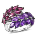 D'Joy Multi Gemstone Ring in Rhodium Over Sterling Silver (Size 10.0) 5.00 ctw - Sticky add to cart bar
