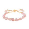 Galilea Rose Quartz Beads Bracelet in Goldtone (6-8In) - Sticky add to cart bar
