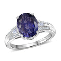 D'Joy Catalina Iolite, Moissanite Ring in Rhodium Over Sterling Silver (Size 6.0) 2.25 ctw - Sticky add to cart bar