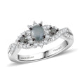 D'Joy Narsipatnam Alexandrite, Moissanite Ring in Rhodium Over Sterling Silver (Size 10.0) 0.80 ctw - Sticky add to cart bar