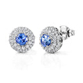 Certified & Appraised D'Joy Premium Tanzanite & Moissanite Earring in Rhodium Over Sterling Silver 2.06 ctw (Del. in 10 - 15 Days) - Sticky add to cart bar
