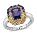 D'Joy Premium Catalina Iolite, Multi Gemstone Imperial Spectrum Ring in Rhodium Over Sterling Silver (Size 10.0) (Del. in 10-12 Days) 2.20 ctw - Sticky add to cart bar
