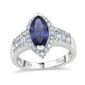 D'Joy Premium Catalina Iolite, Moissanite Twilight Blue Elegance Ring in Rhodium Over Sterling Silver (Size 10.0) 2.00 ctw - Sticky add to cart bar