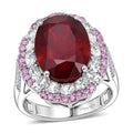 D'Joy Niassa Ruby (FF) and Multi Gemstone 11.80 ctw Fiery Passion Ring in Rhodium Over Sterling Silver - Sticky add to cart bar