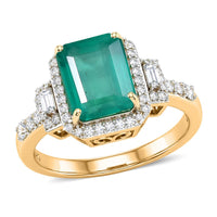 Luxoro 10K Yellow Gold AAA Kagem Zambian Emerald, Diamond (I2) (0.44 cts) Ring (Size 10.0) 3.20 ctw