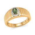 D'Joy Premium Green Sapphire, Moissanite Men's Ring in 18K Vermeil YG Over Sterling Silver (Size 10.0) 0.85 ctw - Sticky add to cart bar