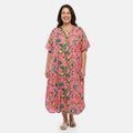 Winlar Peach Pink Floral Print Kaftan - One Size Fits Most - Sticky add to cart bar