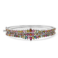 D'Joy Multi-Tourmaline 7.00 ctw Rainbow Blossom Bangle Bracelet in Rhodium Over Sterling Silver (7.25 In) (Del. In 8-10 Days) - Sticky add to cart bar