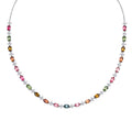 D'Joy Premium Multi-Tourmaline and White Zircon 13.00 ctw Line Necklace in Rhodium Over Sterling Silver 18 Inches - Sticky add to cart bar