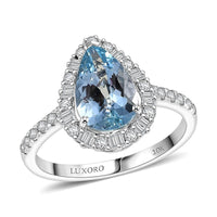 Certified & Appraised Luxoro 10K White Gold AAA Santa Maria Aquamarine, Diamond (I2) (0.45 cts) Ring (Size 10.0) 1.85 ctw