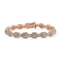 D'Joy Natural Pink and White Diamond Tennis Bracelet in 18K Vermeil RG Over Sterling Silver (7.25 In) 3.50 ctw